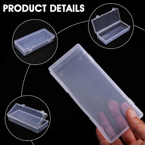 Image of Dimeho 6 Inch Plastic Storage Boxes, 3 Pcs Rectangular Small Storage Containers with Hinged Lids Clear Storage-Organizer Box for Small Items Art Craft Jewelry Accessories, 6.1 x 2.5 x 1.2 inches