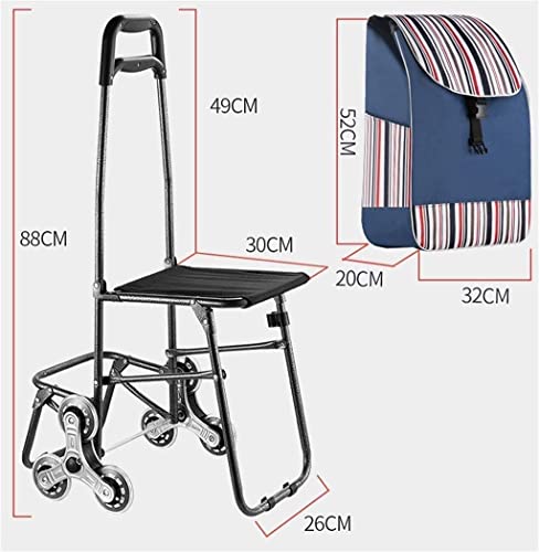 Einkaufstrolley Faltbarer Einkaufswagen Faltbarer Einkaufswagen, Treppensteigender Einkaufswagen Mit Hockern, Edelstahl… – Bild 3