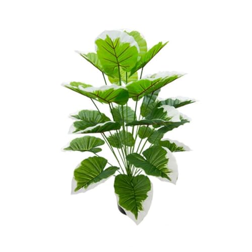 Artificial Plant with Large Green Leaves,Green White Leaf Artificial Flower