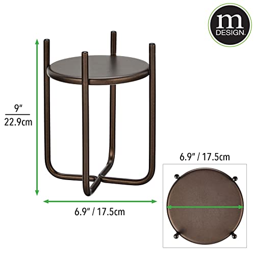 Mdesign Metal Steel Modern 9 Inch Small Plant Stand, Planter Holder, W/Modern Crisscross Design For Table, Floor; Holds Indoor/Outdoor Plants, Flower Pot - Omni Collection - Bronze #TOP29