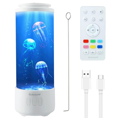 Lámpara de Lava Medusa, Altavoz Bluetooth Ruido Blanco LED Medusa Lámpara de Mesa Acuario 7 Colores Cambiantes con 4 Modos de Luz, Lámpara de Estado Ánimo Multi Color Luz Noche Escritorio (Negro)