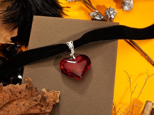 RareLove Red Heart Vampire Necklace Queen of Hearts Accessories 18 mm Black Velvet Choker Halloween Choker Necklace for Women Adjustable4
