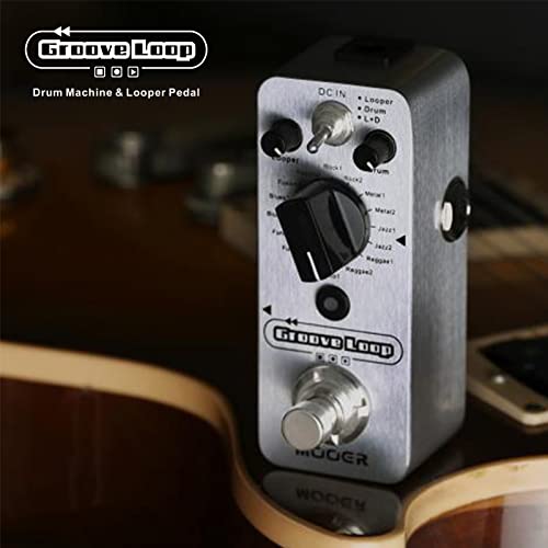 Image of MOOER Groove Loop Drum Machine Guitar Effect Pedal 20 Minute | 16 Different Drum Grooves, 3 Modes, Play Tempo For Loop, Record, Practice, Mini Guitar Jamming Tool