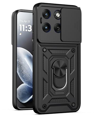 Image of Tough Armor Bumper Back Cover for Motorola Moto Edge 70 Fusion 5G | Sliding Camera Cover, Kickstand & Ring Holder 360 Degree Protection Back Cover for Moto Edge 70 Fusion 5G - Black