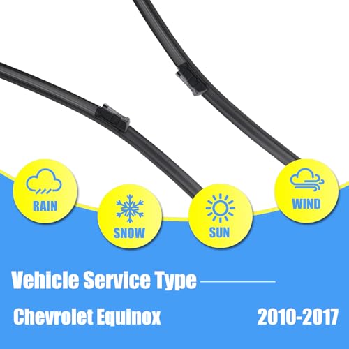 Image of Gavimnal Silicone Wiper Blades Replacement For Chevrolet Equinox 10-17 | 24 inch+17 inch Front & 13 inch Rear, All-Weather, Streak-Free, OE-fit, Quiet, Easy One-Click Install