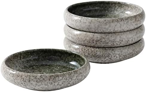 Uaral Salad Plate Appetizer Plate Stoneware Serving Dishes,Japanese Dish Set of 4,5.5 inch 14 oz (Green)