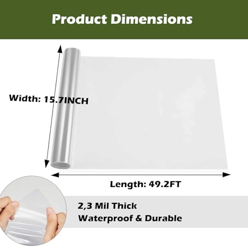 Cellophane Wrap - 15.7inch x 49.2ft Cellophane Roll, 2.3 Mil Thick Clear Wrapping Paper Roll, Packing Wrap for Christmas Birthday Gifts Hamper Basket Flower Craft