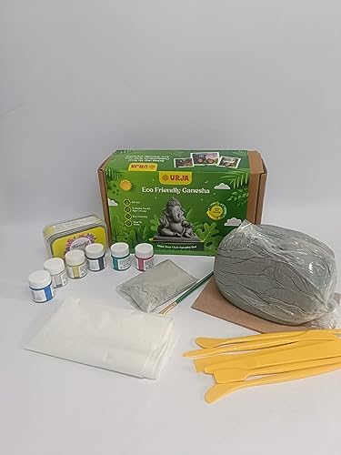 Image of Urja Natural Clay Ganesha Idol Making DIY Kit | Ganpati Craft Kit | Shadu Mitti Ganesh Murti Kit | Festival Gift Pack