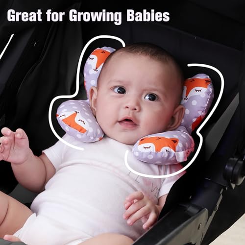 Image of KAKIBLIN Baby Travel Pillow, Upgraded Baby Neck Pillows for Car Seat, Infant Neck Support Pillow for Head and Neck,Newborn Head Support for Car Seat,Pushchair