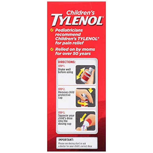 Tylenol Children's Pain Reliever/Fever Reducer Oral Suspension Liquid, Cherry Flavor 4 Oz (Pack Of 2) #TOP1