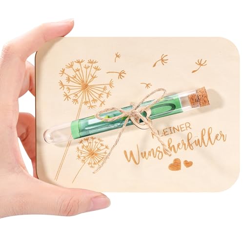 Mexgcom Gastgeschenke Konfirmation mit Reagenzgläser Lustige Geldverpackung, Umschlag beiliegend Geldgeschenk aus Holz Inkl, Konfirmation Geschenk für Mädchen Jungen (Löwenzahn)