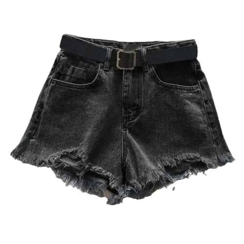 Short en jean femme gris taille haute casual vêtement d'été L