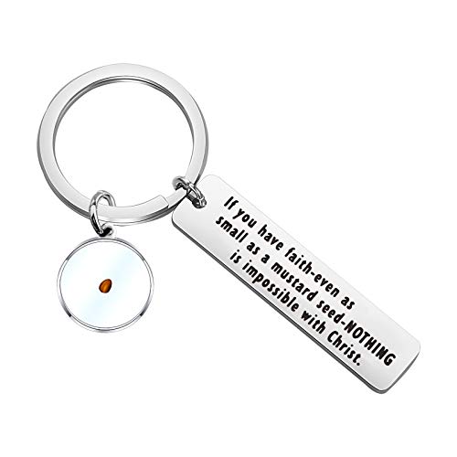 SEIRAA Mustard Seed Keychain Christian Jewelry Motivational and Religious Gift for Loved Ones If you have faith as small as a mustard seed Keychain (Mustard Seed Keychain)