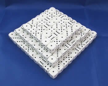 Koplow Games Opaque White 12mm Promotional Rounded Corner Dice Block (200)
