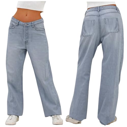 Jean baggy femme taille haute jambes larges pour un confort total