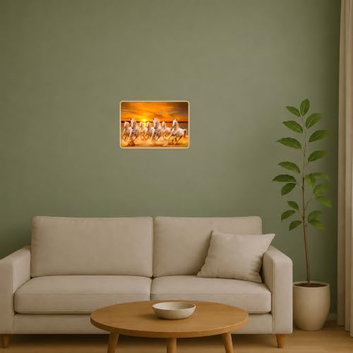 Image of 7 Running Horses Vastu Photo Frame, 8x12 Inch