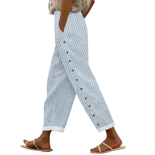 Pantalon de jogging 7/8 femme coupe fluide et taille haute élastique