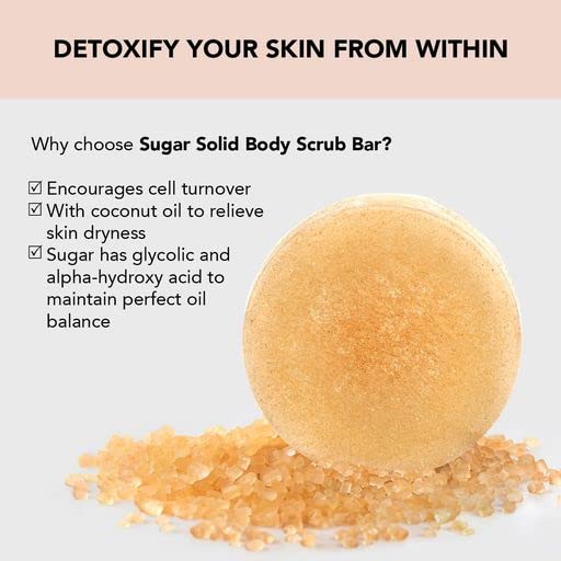 Kitsch Exfoliating Sugar Body Scrub Bar - Moisturizing Soap Bar for Glowing & Hydrated Skin | Natural Exfoliating Bar Soap for Men & Women with Sugar Scent | Zero Waste | MADE IN US | 4 oz