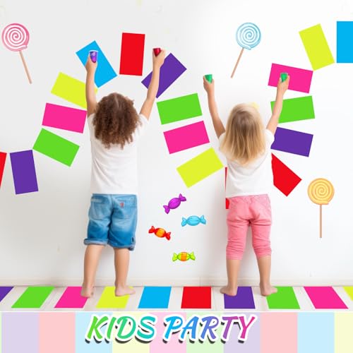 Skyygemm Colorful PVC Floor Stickers Candy Donut Theme Land Runway Rug Hallway Runner Rug Party Decoration for Halloween Trunk or Treat Car Decor(30 Pcs,7.9 x 4.7 Inch)