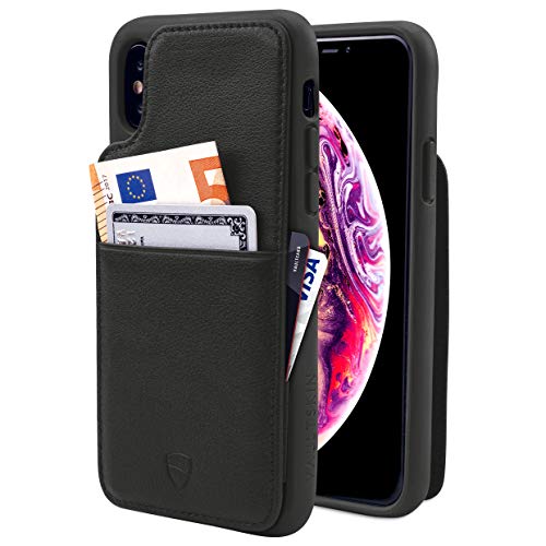 Vaultskin Eton Armour - Funda de Piel para iPhone X - Negro