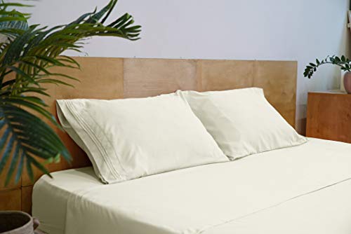 Mezzati Luxury Bed Sheet Set - Soft and Comfortable 1800 Prestige Collection - Brushed Microfiber Bedding (Ivory, Twin Size) - Thumbnail 4