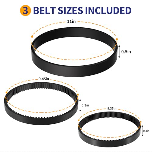 Image of Replacement Belt Set for Bissell ProHeat 2X Revolution Pet Pro Carpet Cleaner Fits 1986 1548 1551 2007 1964 2007P Replaces 1606428x2, 1611129x1, 1611130x1 3 Types: Flat, Brush & Gear Belts (4Pack)