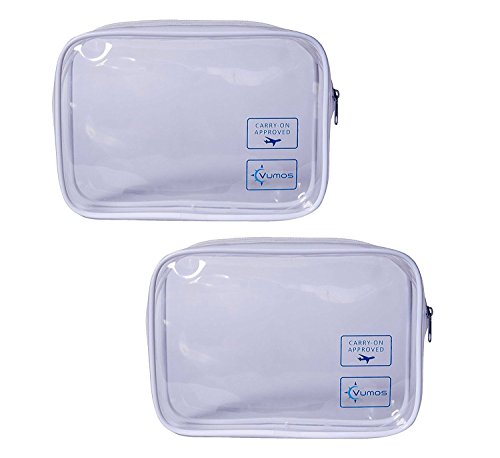 Vumos TSA Approved Toiletry Bag - Clear Travel Bag for Men and Women to Carry on your Makeup and Toiletries (2 Pack)