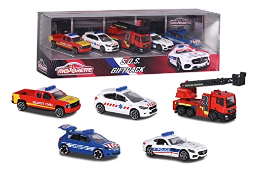 Majorette - Premium SOS Giftpack - Voitures Miniatures en Métal - Coffret 5 Véhicules de Secours - 212053167SMO