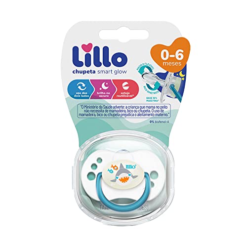 Chupeta Smart Glow Bico Simétrico Tam 1 - Lillo, Azul