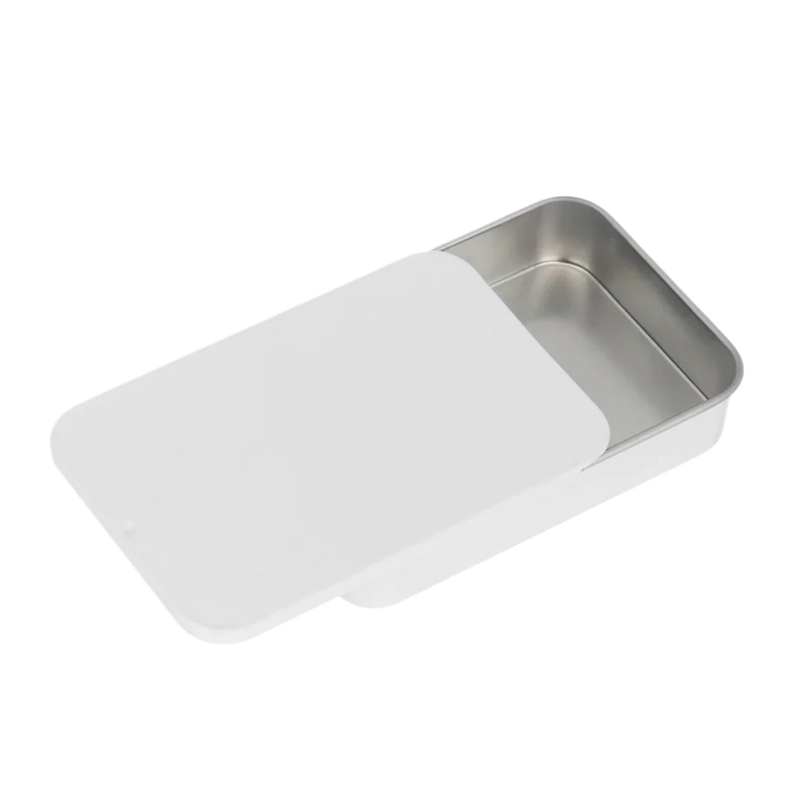 ZHSOAO 2pcs Metal Rectangular Empty Tin Box Tinplate Push Candy Pill Cases Bins Hinged Containers Small Organizer Storage for Pen(White)