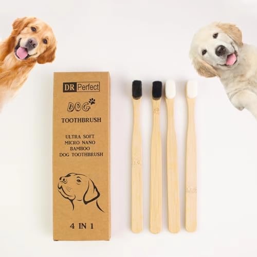 Image of DR PERFECT Dog Toothbrush, Micro Nano Ultra Soft Bristle for Sensitive Gum, Small to Large Dog Teeth Cleaning, Bamboo Toothbrush, Easy to Brush Teeth, Fresh Breath (4)