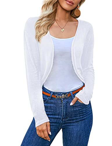 Hotouch Bolero Shrug For Women Plus Size Long Sleeve Open Front Cropped Cardigan Classic Lightweight Dress Dressy Cotton White Xxl #TOP13