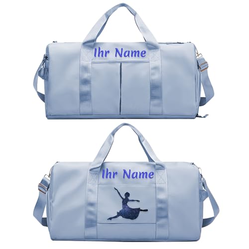 Bolsa de Deporte Bordada a Medida, Bolsa de Gimnasio Personalizada con Bolsillos húmedos y Secos e Inserciones para Calzado, Bolsa de Lona de Camping de Fin de Semana con Bandolera