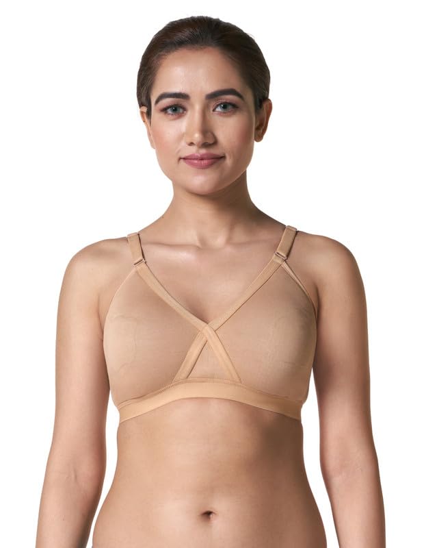 Image of BLOSSOM Crossy Lift Women's Seamless Moulded,Double Layered Full Coverage, Non Wired Non Padded, T-Shirt /Everyday Support Bra with Nipple Concealers