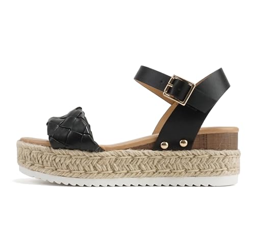 Image of Soda CLIP ~ Women Open Toe Ankle Strap Platform Espadrille Sandal