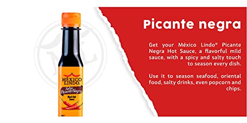 Image of Mexico Lindo Picante Negra Hot Sauce | Light & Spicy | 8,400 Scoville Level | Great with Asian Food, Seafood & Meat | 5 Fl Oz Bottle (Pack of 3)