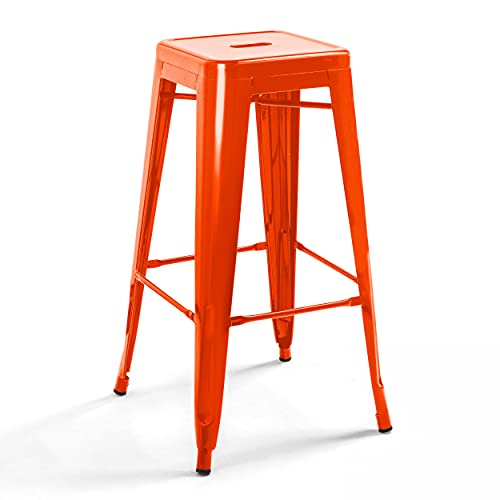 Oviala Tabouret de Bar en métal Brillant Orange