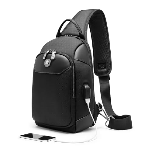 Sling Bag For Men Crossbody Bags Men’s Shoulder Backpack With Charging Port Travel Hiking Chest Bag Sling Daypack