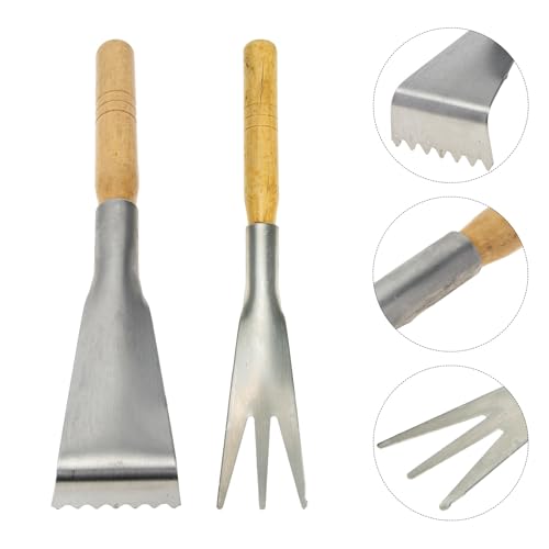 Herramientas de jardín acero inox 2 pcs con rastrillo miniatura 7