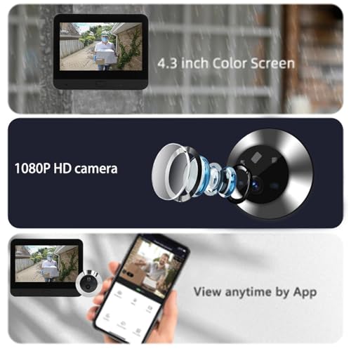 Türspion-Gucklochkamera, WiFi-Digital-Video-Türklingel mit Nachtsicht und Bewegungserkennung, 4,3-Zoll-IPS-LCD-Bildschirm, Digitale Türkamera, Gucklochkamera für Wohnungstür