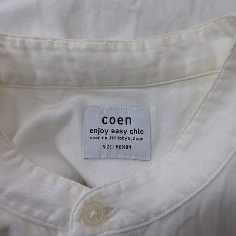 コーエン coen シャツ バンドカラー 長袖 切替 千鳥格子 M マルチカラー メンズ