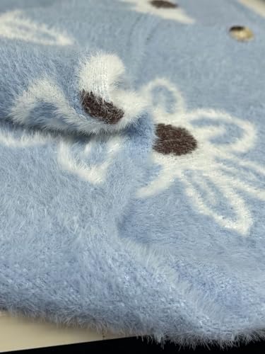 CHARTOU Women V Neck Floral Furry Crop Cardigan Knitted Button Down Cashmere Sweater Fall Outfits2