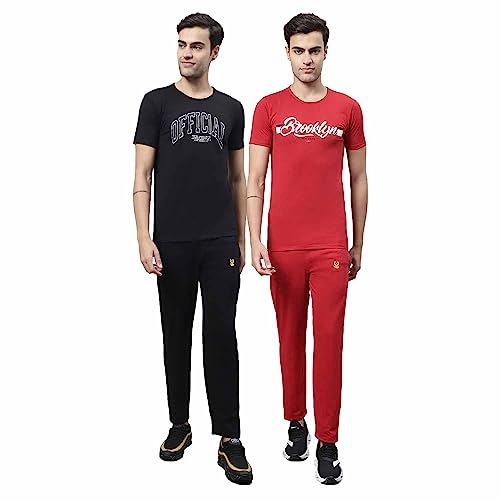 Image of Mack Jonney Printed Co-ord Set Tracksuit For Men (Pack of 2)-T PRT 23 WHT 24 YLW D10 WHT YLW 04-P