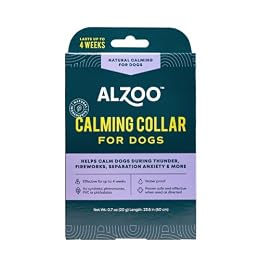 ALZOO Calming Collar for Dogs, Helps Calm Pets During Thunder, Fireworks, Separation Anxiety & More, Effective Up to 4 Weeks, 100% Plant-Based Active Ingredients