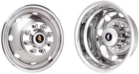 Eagle Flight Stainless Steel Wheel Simulators with Over Lug Mounting (Type F) for Ford '92-'05 E350 & E450 with 16" x 6" 8 Lug 8 Hand Hole Dual Wheels (Set of 4)