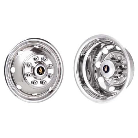 Eagle Flight Stainless Steel Wheel Simulators with Over Lug Mounting (Type F) for Ford '92-'05 E350 & E450 with 16" x 6" 8 Lug 8 Hand Hole Dual Wheels (Set of 4) Cover