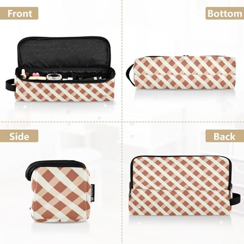 Bolsa de viaje para herramientas de cabello y tapete resistente al calor impermeable para planchas y accesorios de cuidado del cabello, color rhomboid blanco terracota con abejas miniatura 5