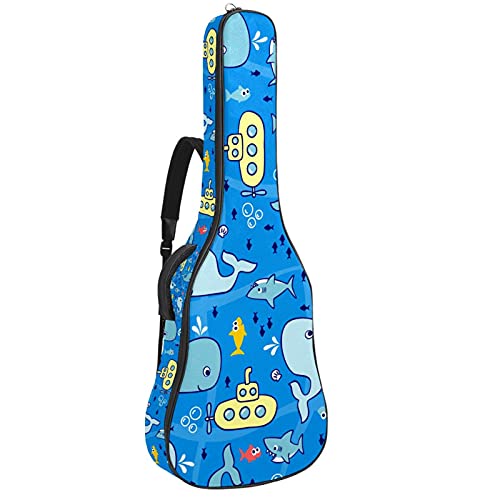 Sac à dos guitare basse et électrique avec motif requin et rembourrage épais