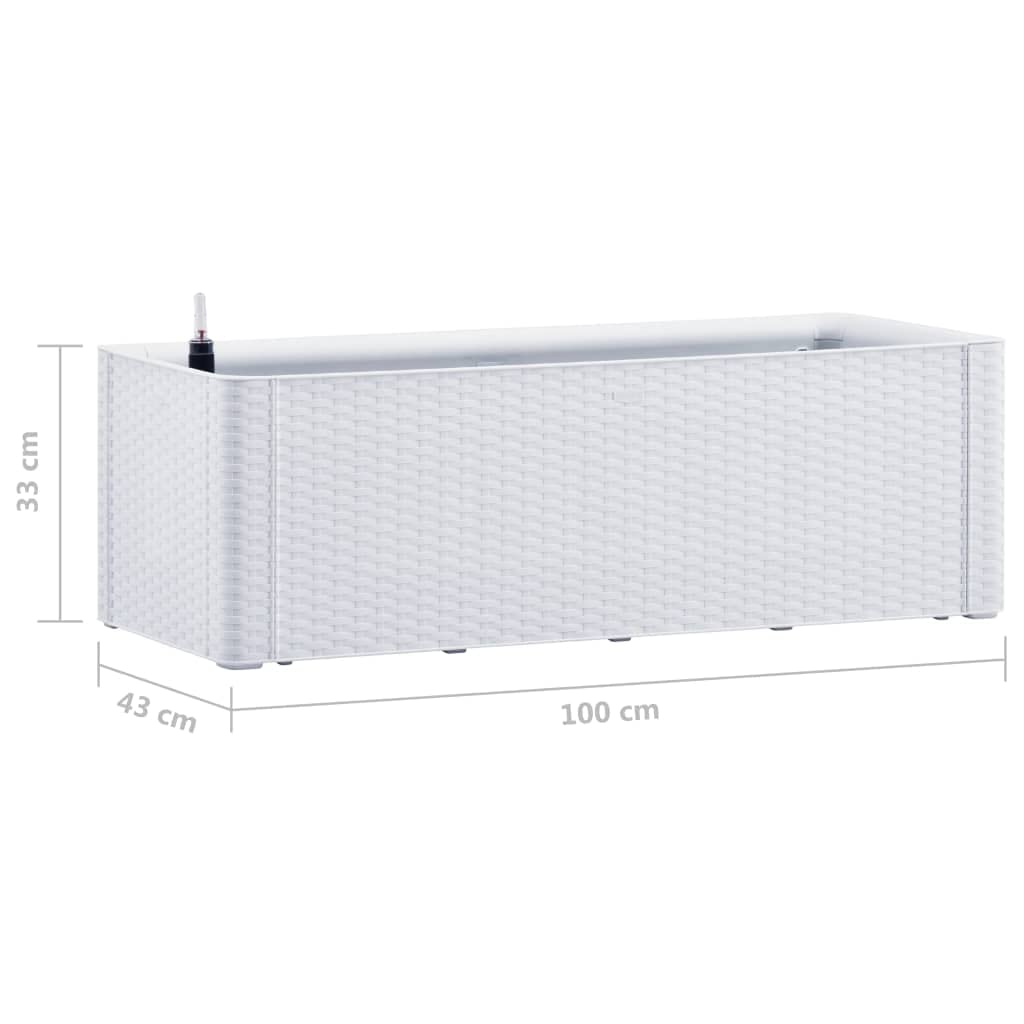 Arriate con Sistema de Riego Automático Blanco 100x43x33 cm PP Jardinera de Jardín Interior Exterior Macetero Terraza Resistente a Los Rayos UVA, a la Intemperie y a Las Heladas
