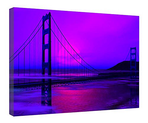 Impression sur toile Nuit sur le pont encadrée bois idée cadeau